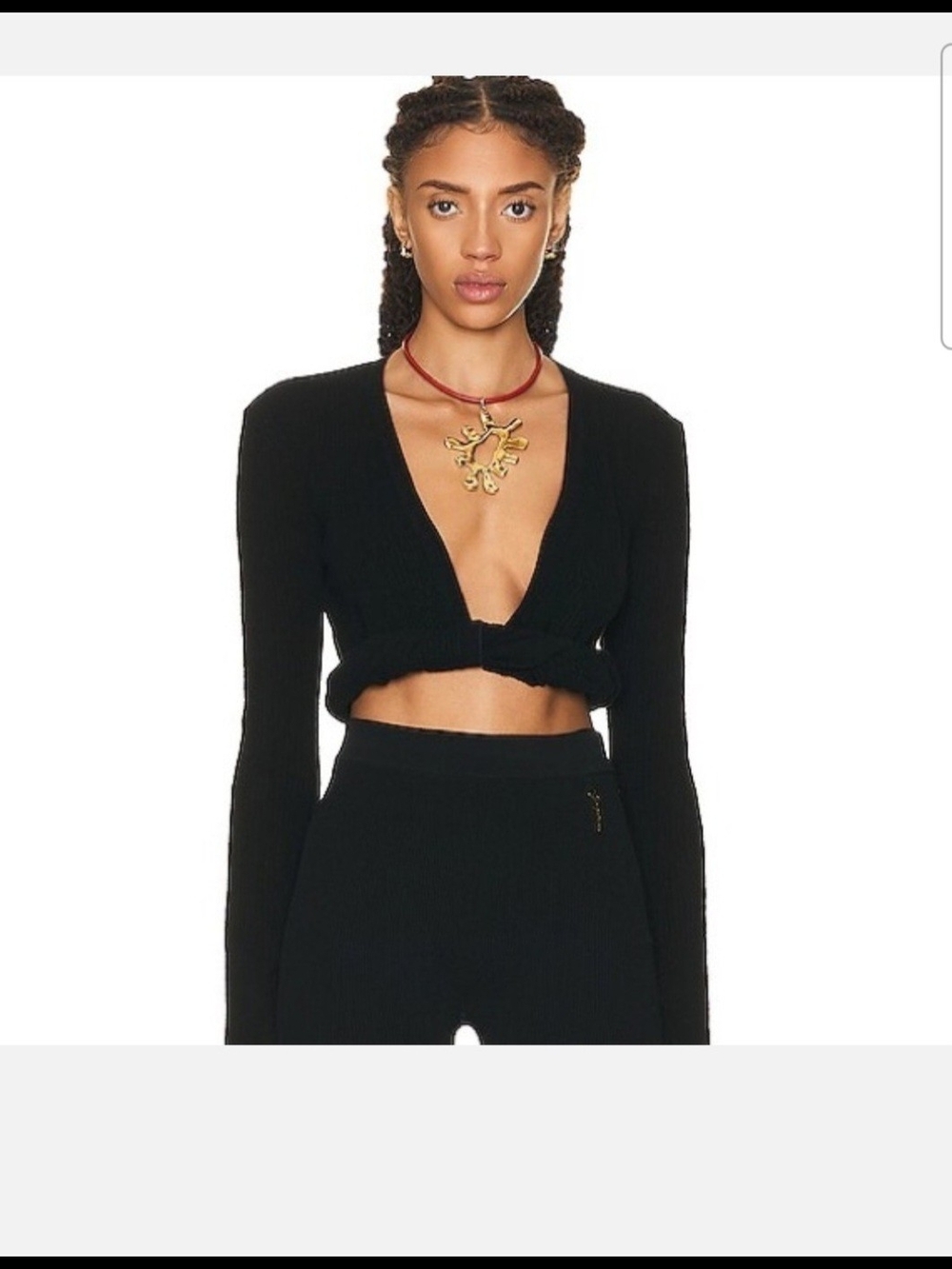 Jacquemus Black Cropped Deep V Knit Top